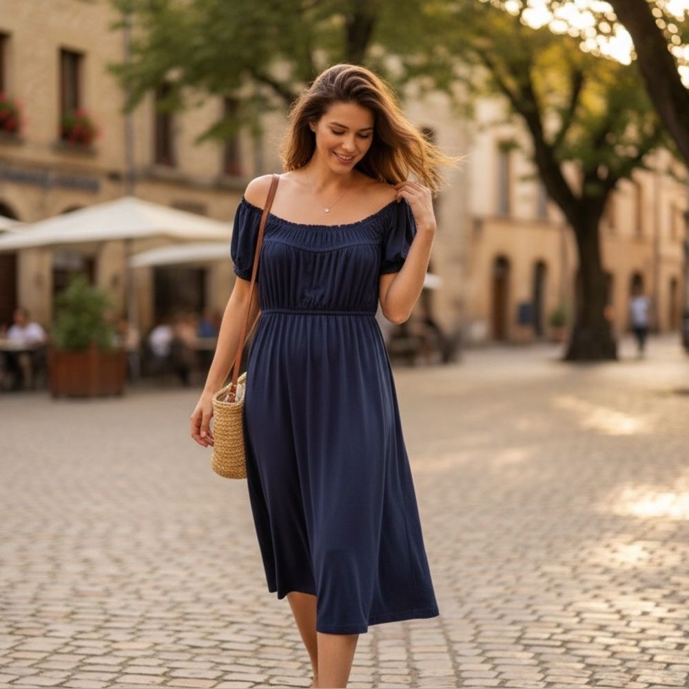 Boston Proper Navy Blue Dress 10 - Picture 3 of 9